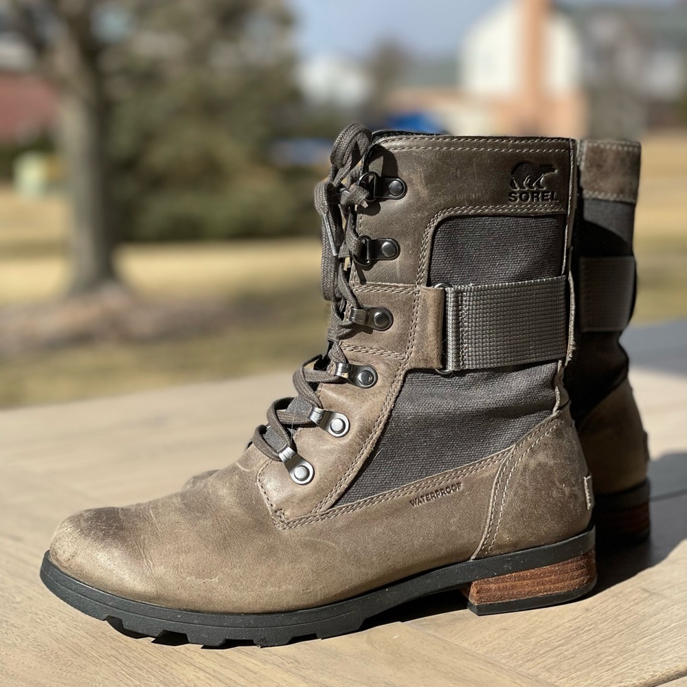 Sorel Emelie Conquest Greenish/Brown Boots - Picture 3 of 7